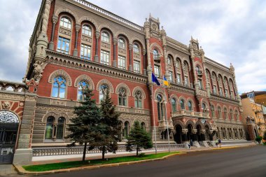 Ulusal Banka binası Kiev Ukrayna'nın başkenti duruyor. Ukrayna Merkez Bankası