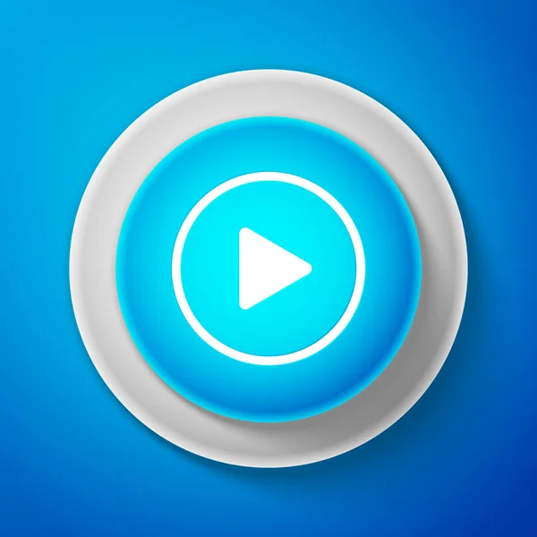 Icône de jeu blanc isolé sur fond bleu. Cercle bouton bleu avec ligne blanche. Illustration vectorielle — Image vectorielle