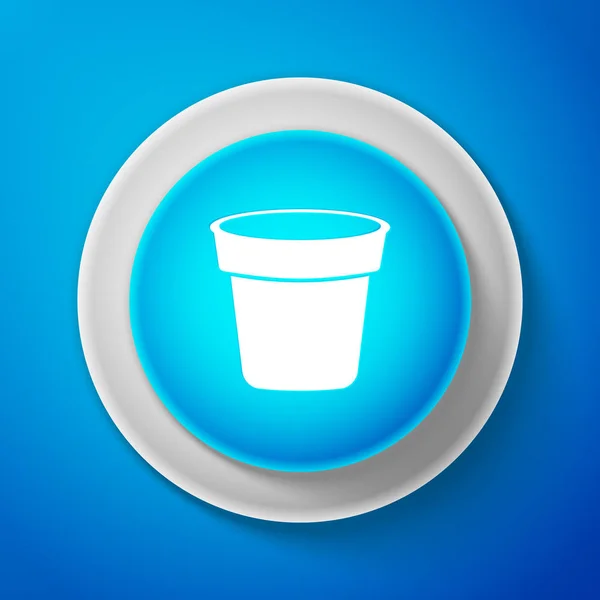 Icône pot fleur blanche isolée sur fond bleu. Cercle bouton bleu avec ligne blanche. Illustration vectorielle — Image vectorielle
