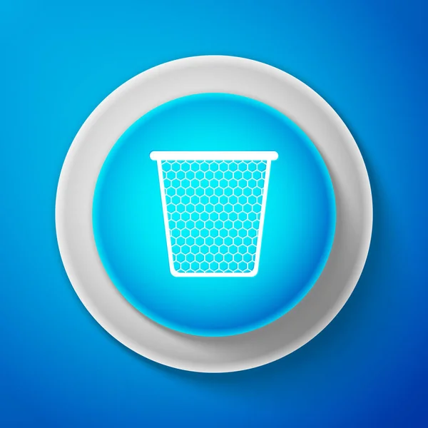 Ícone lata de lixo branco isolado no fundo azul. Círculo botão azul com linha branca. Ilustração vetorial — Vetor de Stock