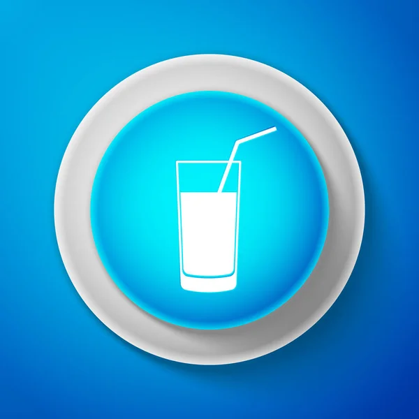 Zachte witte drankje pictogram geïsoleerd op blauwe achtergrond. Cirkel blauwe knop met witte lijn. Vectorillustratie — Stockvector