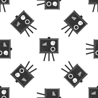 Sunu finansal iş yönetim kurulu ile grafik, grafik, diyagram, pasta grafik simge Dikişsiz desen beyaz arka plan üzerinde. Infographic kurulu işareti. İstatistik kavram. Düz tasarım. Vektör çizim