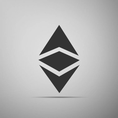 Cryptocurrency para Ethereum klasik vb simgesi gri arka plan üzerinde izole. Fiziksel bit sikke. Dijital para. Altcoin sembolü. Blockchain güvenli cryptocurrency dayalı. Düz tasarım. Vektör çizim