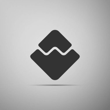 Cryptocurrency sikke üzerinde gri arka plan izole dalgalar simgesi. Fiziksel bit sikke. Dijital para. Altcoin sembolü. Blockchain dayalı güvenli kripto para birimi. Düz tasarım. Vektör çizim