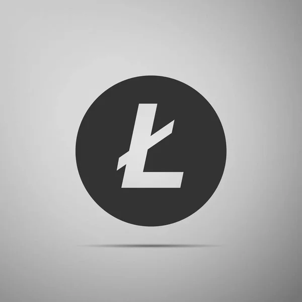 Монета криптовалюти Litecoin LTC ізольована на сірому фоні. Фізична бітова монета. Цифрова валюта. Символ Altcoin. Блокчейн заснований на безпечній криптовалюті. Плоский дизайн. Векторна ілюстрація — стоковий вектор