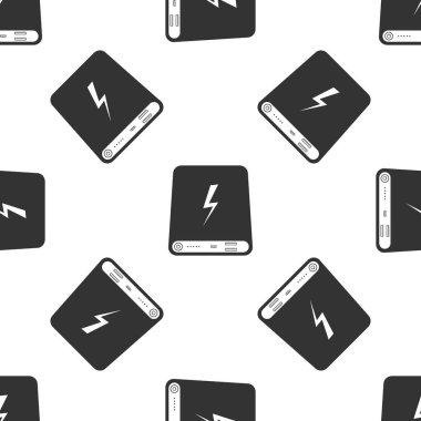 Beyaz arka plan üzerinde güç banka simgesi seamless modeli. Taşınabilir şarj cihazı. Düz tasarım. Vektör çizim