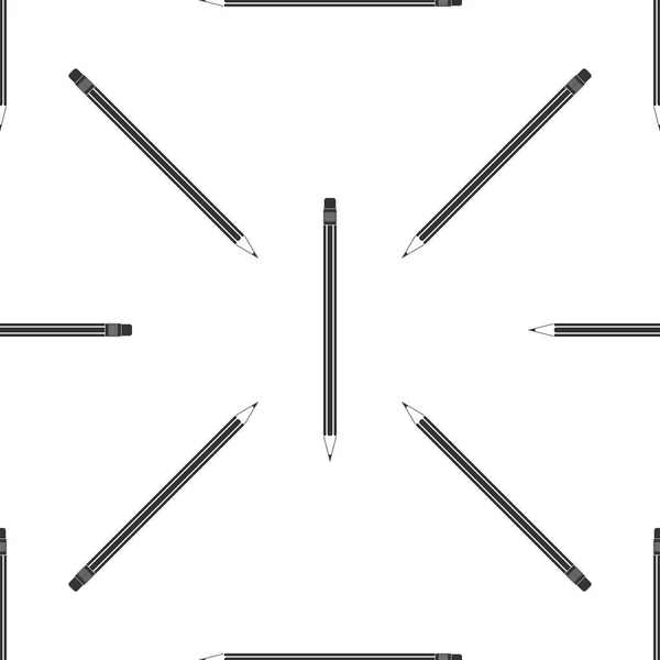 Bleistift mit Radiergummi-Symbol nahtloses Muster auf weißem Hintergrund. Bildungszeichen. Zeichen- und Lehrwerkzeuge. Schulamtssymbol. flache Bauweise. Vektorillustration — Stockvektor