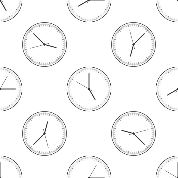 Relógio ícone sem costura padrão no fundo branco. Ícone de tempo. Design plano. Ilustração vetorial — Vetor de Stock