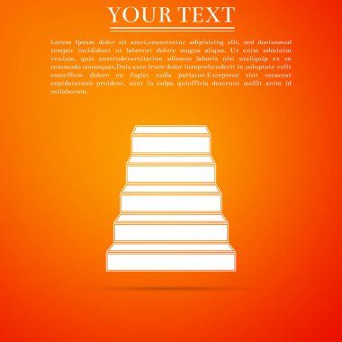 Merdiven simgesi turuncu zemin üzerine izole. Düz tasarım. Vektör çizim
