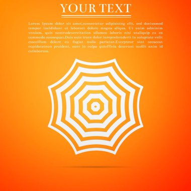 Turuncu zemin üzerine izole güneş koruyucu şemsiye fo beach kutsal kişilerin resmi. Dış mekan için büyük şemsiye. Plaj şemsiyesi. Tatil yaz veya aksesuar piknik. Düz tasarım. Vektör çizim
