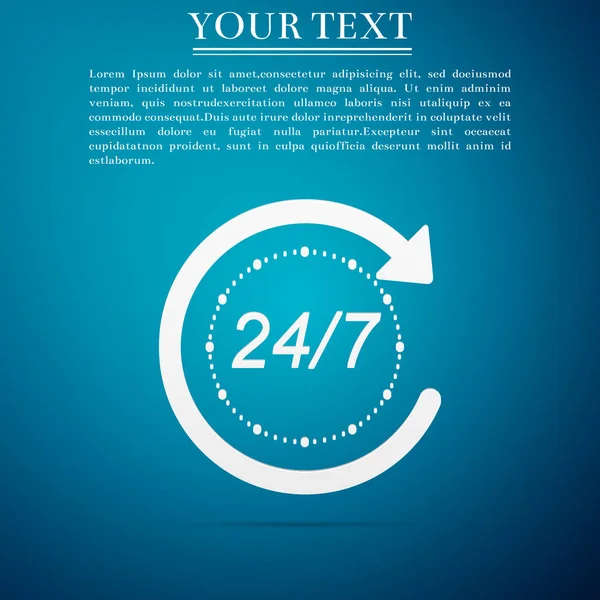 24 saat bir gün ve 7 gün izole bir hafta simge üzerinde arka plan mavi açık. Bütün gün döngüsel simgesi. Düz tasarım. Vektör çizim