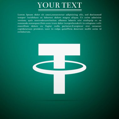 Cryptocurrency sikke üzerinde yeşil arka plan izole urgan kontrol simgesi. Fiziksel bit sikke. Dijital para. Altcoin sembolü. Blockchain dayalı güvenli kripto para birimi. Düz tasarım. Vektör çizim