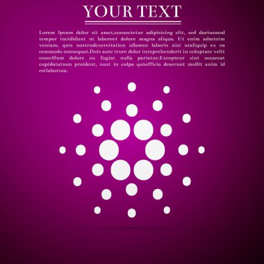 Cryptocurrency para üzerinde mor arka plan izole Cardano Ada simgesi. Fiziksel bit sikke. Dijital para. Altcoin sembolü. Blockchain dayalı güvenli kripto para birimi. Düz tasarım. Vektör çizim