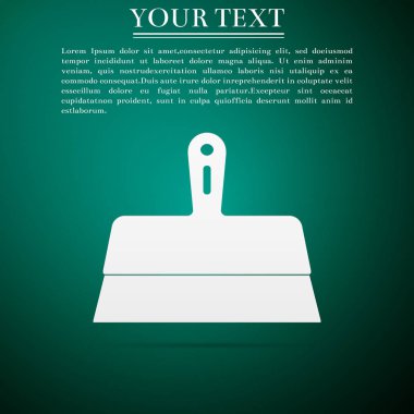 Macun bıçak simgesi üzerinde yeşil arka plan izole. Spatula onarım aracı. Spackling veya boya aletleri. Düz tasarım. Vektör çizim