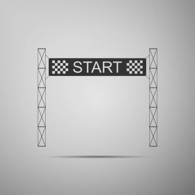 Başlangıç çizgisine simgesi gri arka plan üzerinde izole. Başlat simgesi. Düz tasarım. Vektör çizim