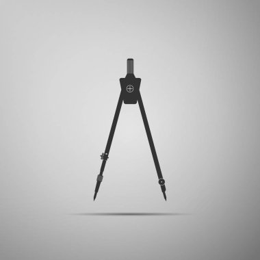 Çizim pusula simgesini gri arka plan üzerinde izole. Pergel işareti. Çizim ve eğitim araçları. Geometrik bir alet. Eğitim işareti. Düz tasarım. Vektör çizim