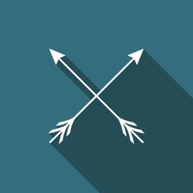 Okları simge ile uzun gölge izole geçti. Düz tasarım. Vektör çizim