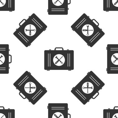 Beyaz arka plan üzerinde araç kutusu simgesi seamless modeli. Düz tasarım. Vektör çizim