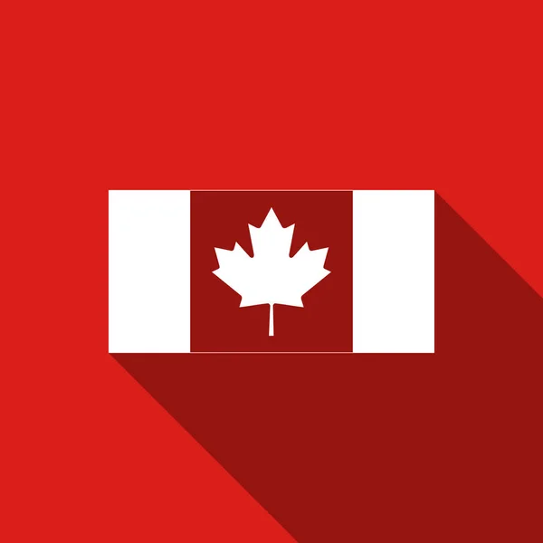 Canada vlagpictogram geïsoleerd met lange schaduw. Platte ontwerp. Vectorillustratie — Stockvector