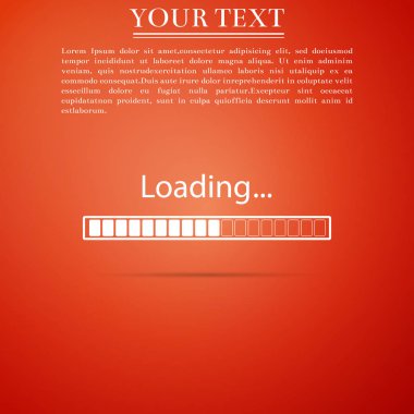 Simge turuncu zemin üzerine izole yükleniyor. İlerleme çubuğu simgesi. Düz tasarım. Vektör çizim