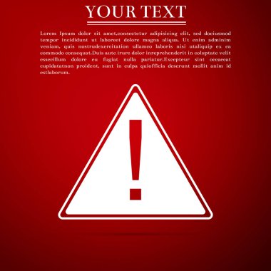 Üçgen simgesi üzerinde kırmızı arka plan izole ünlem işareti. Tehlike uyarı işareti, dikkat, dikkat, tehlike uyarı önemli bilgi işareti. Düz tasarım. Vektör çizim
