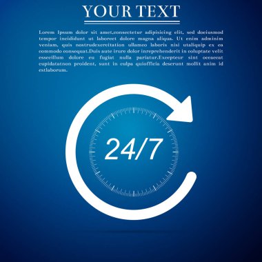 24 saat bir gün ve 7 gün izole bir hafta simge üzerinde arka plan mavi açık. Bütün gün döngüsel simgesi. Düz tasarım. Vektör çizim