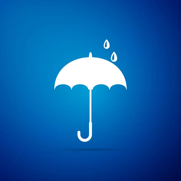 Deštník ikona izolované na modrém pozadí. Plochý design. Vektorové ilustrace — Stockový vektor