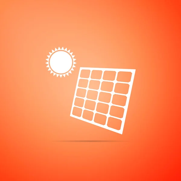Icono del panel de energía solar aislado sobre fondo naranja. Diseño plano. Ilustración vectorial — Vector de stock