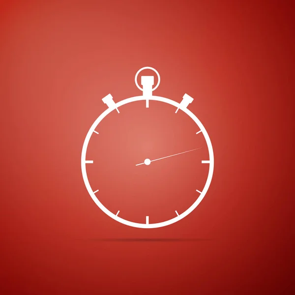 Icona del cronometro isolata su sfondo rosso. Un timer temporale. Design piatto. Illustrazione vettoriale — Vettoriale Stock
