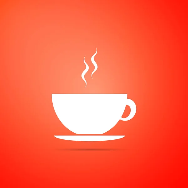 Ícone xícara de café isolado no fundo laranja. Uma chávena. Café quente. Design plano. Ilustração vetorial — Vetor de Stock