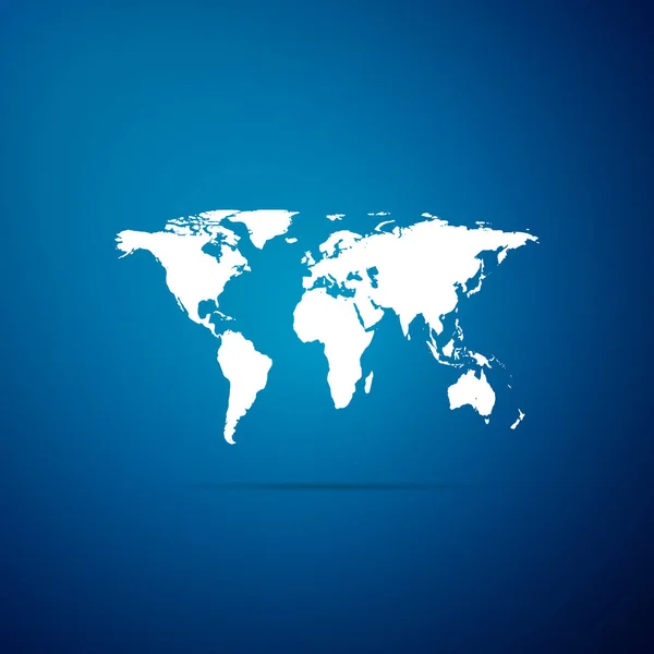 Παγκόσμιο χάρτη εικονίδιο απομονώνονται σε μπλε φόντο. Επίπεδη σχεδίαση. Εικονογράφηση διάνυσμα — Διανυσματικό Αρχείο