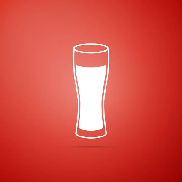 Glas Bier Symbol isoliert auf rotem Hintergrund. flache Bauweise. Vektorillustration — Stockvektor