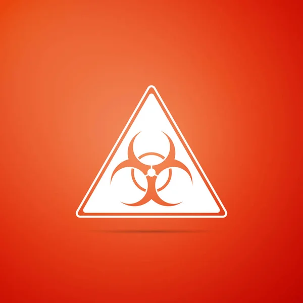 Trojúhelník cedulka s Biohazard symbol ikonu izolované na oranžové pozadí. Plochý design. Vektorové ilustrace — Stockový vektor