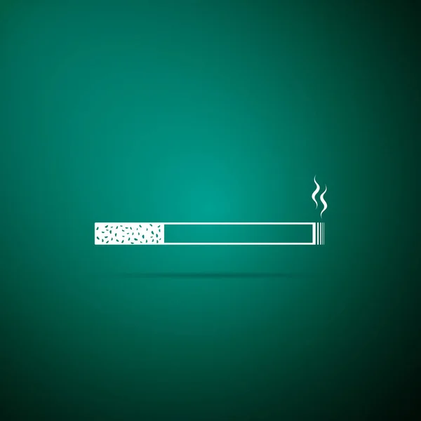 Sigaret pictogram geïsoleerd op groene achtergrond. Tabak teken. Rookvrije symbool. Platte ontwerp. Vectorillustratie — Stockvector