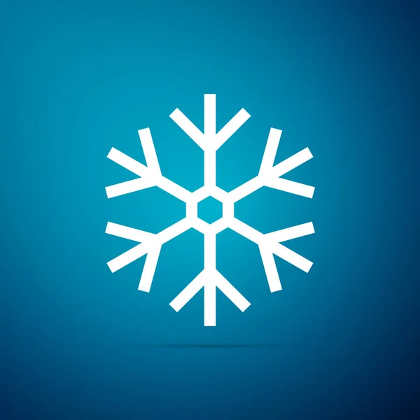 Icono de copo de nieve aislado sobre fondo azul. Diseño plano. Ilustración vectorial — Vector de stock