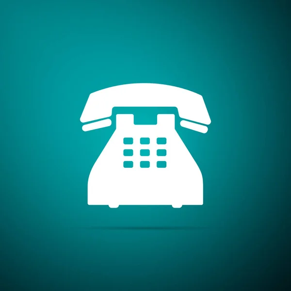 Εικονίδιο Τηλεφώνου Που Απομονώνονται Πράσινο Φόντο Σταθερό Τηλέφωνο Επίπεδη Σχεδίαση — Διανυσματικό Αρχείο