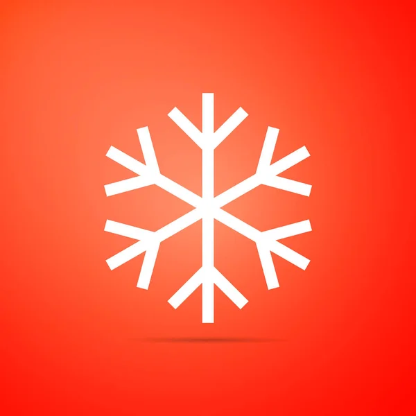 Icono de copo de nieve aislado sobre fondo naranja. Diseño plano. Ilustración vectorial — Vector de stock