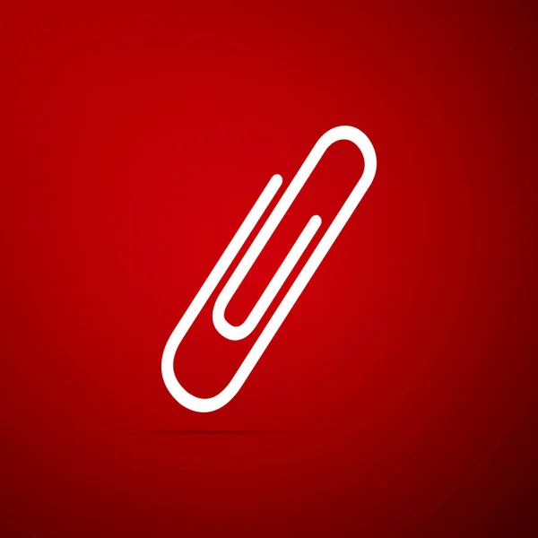 Büroklammersymbol isoliert auf rotem Hintergrund. flache Bauweise. Vektorillustration — Stockvektor