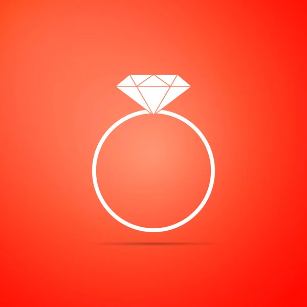 Значок с бриллиантовым обручальным кольцом выделен на оранжевом фоне. Плоский дизайн. Векторная миграция — стоковый вектор