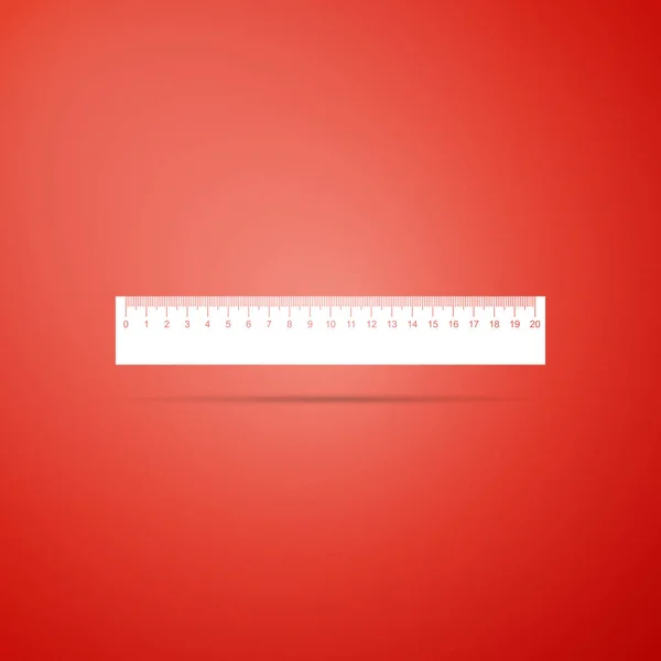 Lineal-Symbol isoliert auf rotem Hintergrund. Geradliniges Symbol. flache Bauweise. Vektorillustration — Stockvektor