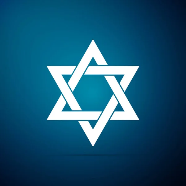 Икона "Звезда Давида" выделена на синем фоне. Плоский дизайн. Векторная миграция — стоковый вектор
