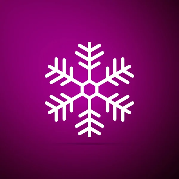 Ícone de floco de neve isolado no fundo roxo. Design plano. Ilustração vetorial — Vetor de Stock