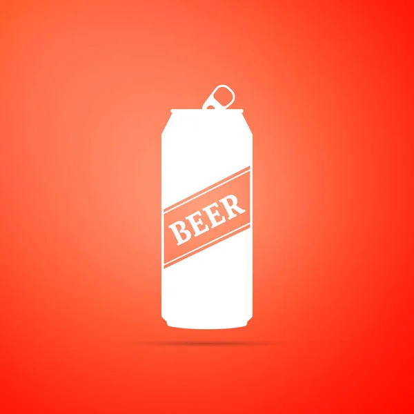 La birra può icona isolata su sfondo arancione. Design piatto. Illustrazione vettoriale — Vettoriale Stock