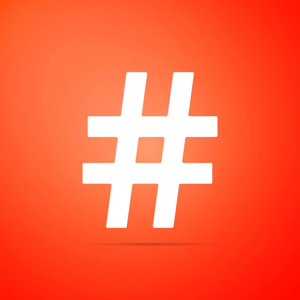 Icono de hashtag aislado sobre fondo naranja. Símbolo de redes sociales. Navegación moderna del sitio web UI. Diseño plano. Ilustración vectorial — Vector de stock