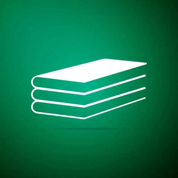 Ícone de livros isolado em fundo verde. Design plano. Ilustração vetorial —  Vetores de Stock