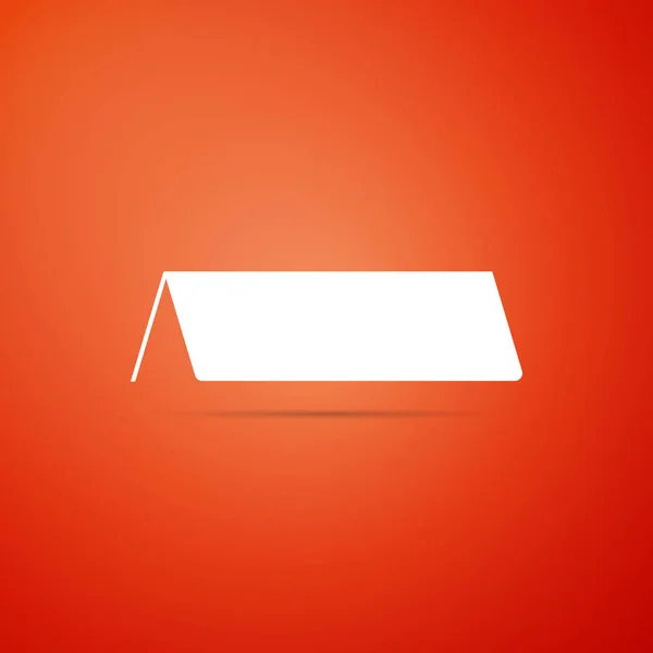 Leeres Papiertischkartensymbol isoliert auf orangefarbenem Hintergrund. Zeltkartensymbol. flache Bauweise. Vektorillustration — Stockvektor
