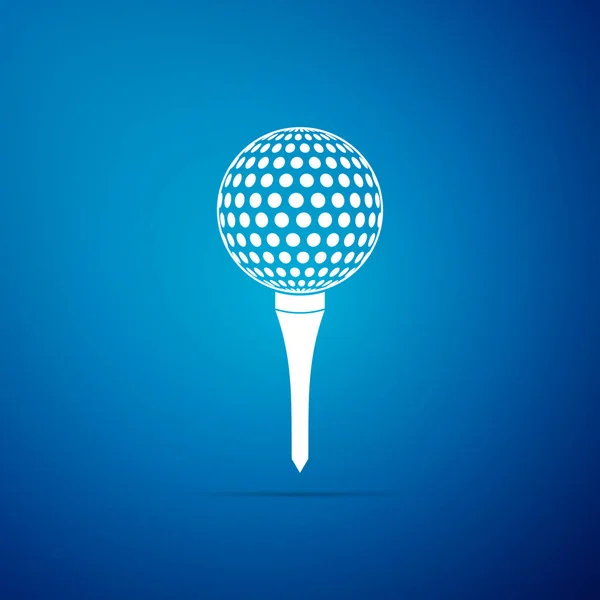Golf topu üzerinde mavi arka plan izole tee simgesini. Düz tasarım. Vektör çizim — Stok Vektör