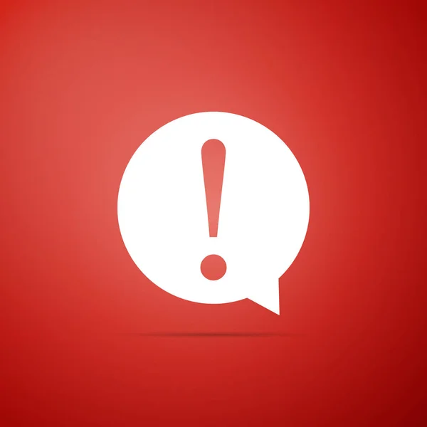 Daire simgesi üzerinde kırmızı arka plan izole ünlem işareti. Tehlike uyarı sembolü. Düz tasarım. Vektör çizim