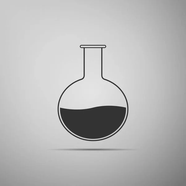 测试管和烧瓶-化学实验室测试图标在灰色背景下隔离。实验室玻璃器皿标志。平面设计。矢量插图 — 图库矢量图片