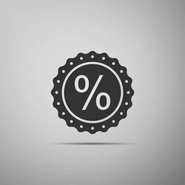 Ícone de desconto símbolo percentual isolado no fundo cinza. Percentagem de venda - etiqueta de preço, tag. Design plano. Ilustração vetorial —  Vetores de Stock